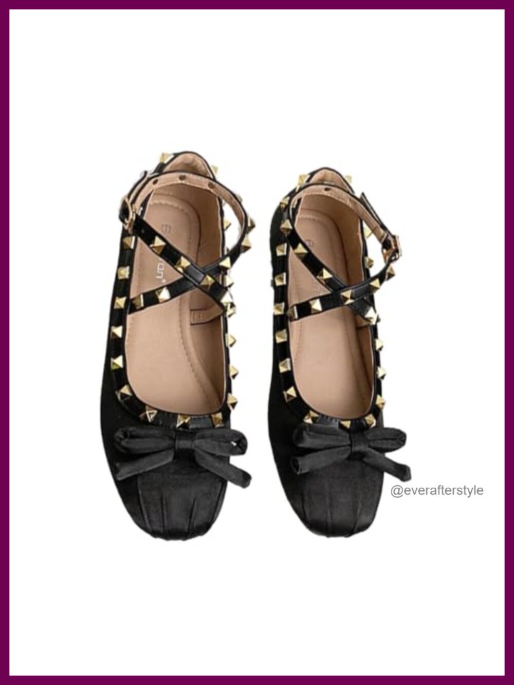 Satin Studded Strap Ankle Buckle Bow Ballet Mary Jane Flats